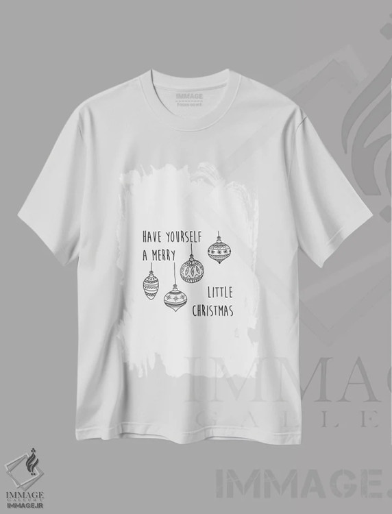 تیشرت سفید طرح دار کریسمس خوش با خودت، تابلو و عبار ت های کریسمسی اثر اورارا استودیو | immage.ir