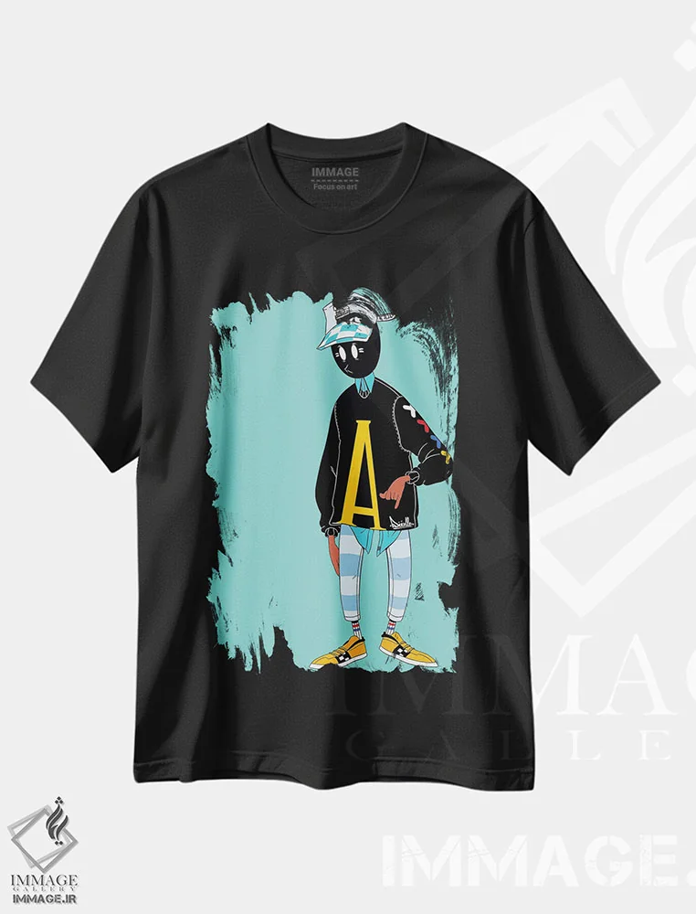 تیشرت مشکی طرح دار "اینستاگرام دودل"، هنر آمریکایی آفریقایی تبار اثر جردن بست | immage.ir