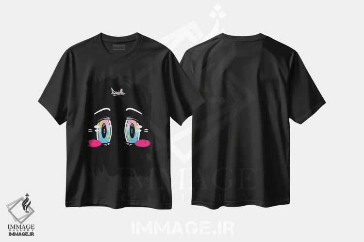 تیشرت مشکی طرح دار "چشم ها"، دکور معاصر اثر جردن بست | فروشگاه ایماژ