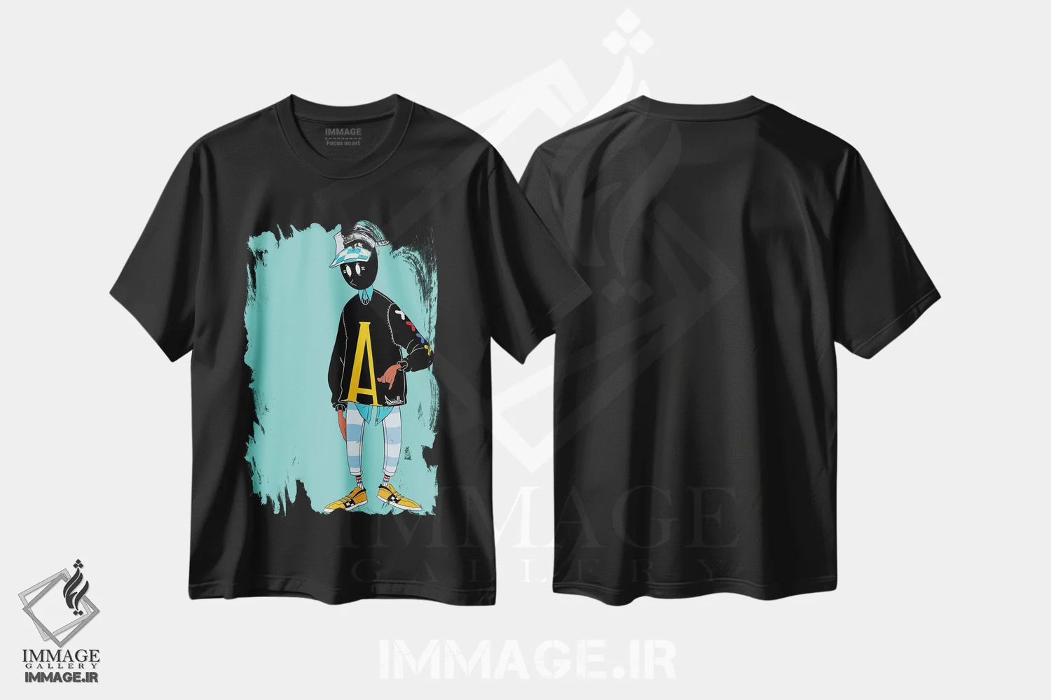 تیشرت مشکی طرح دار "اینستاگرام دودل"، هنر آمریکایی آفریقایی تبار اثر جردن بست | immage.ir