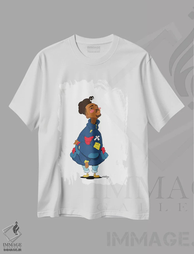 تیشرت سفید طرح دار "طرح اولیه اول"، هنر آمریکایی آفریقایی تبار اثر جردن بست | فروشگاه ایماژ