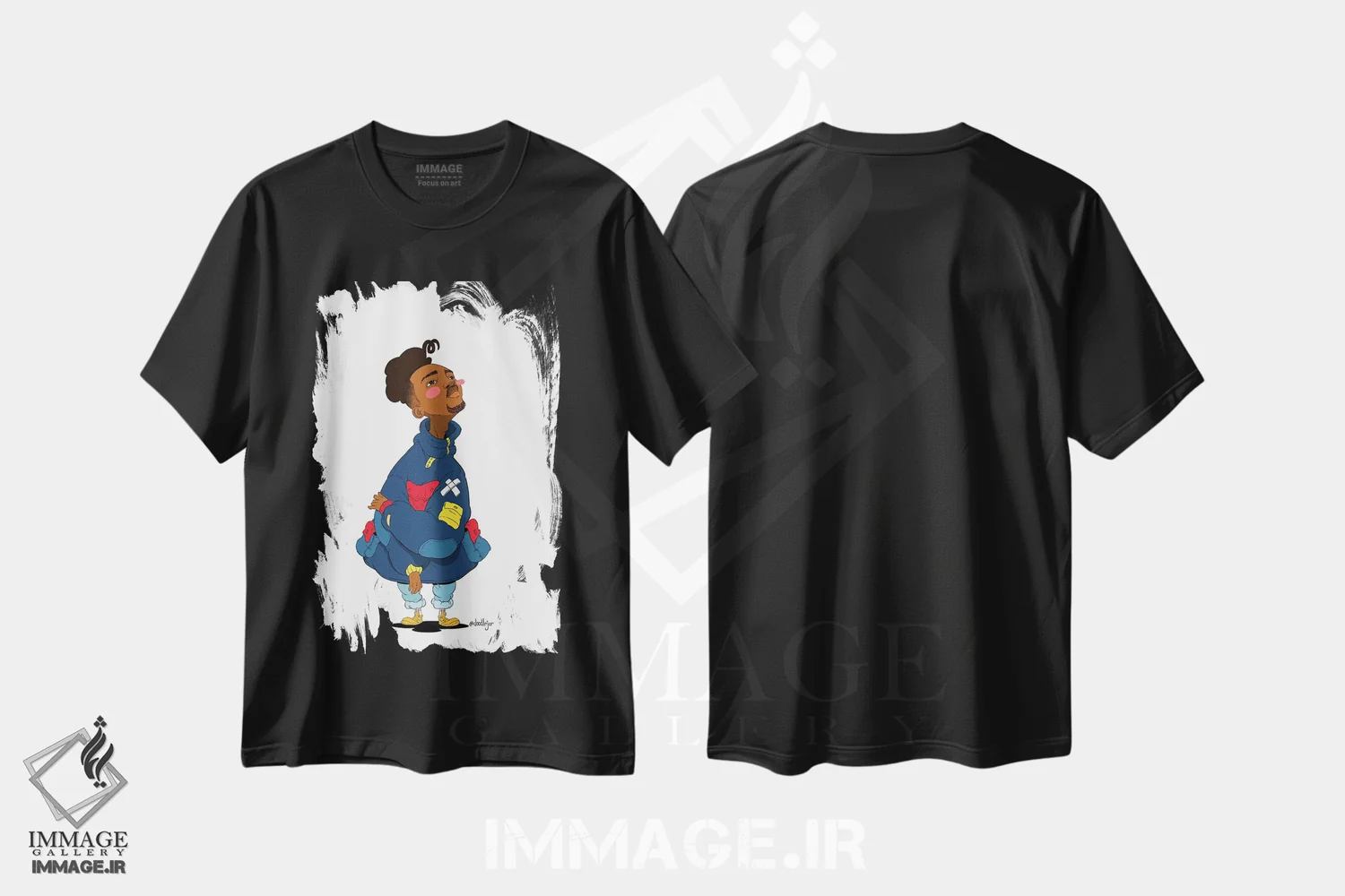 تیشرت مشکی طرح دار "طرح اولیه اول"، هنر آمریکایی آفریقایی تبار اثر جردن بست | immage.ir