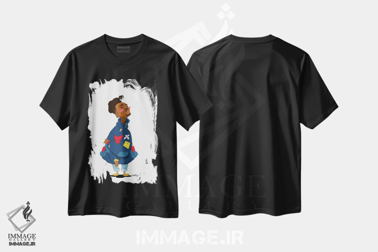 تیشرت مشکی طرح دار "طرح اولیه اول"، هنر آمریکایی آفریقایی تبار اثر جردن بست | immage.ir