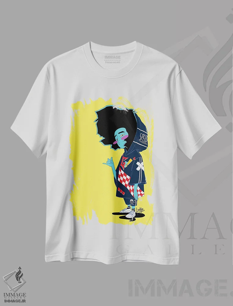تیشرت سفید طرح دار "طرح اولیه دهم"، هنر آمریکایی آفریقایی تبار اثر جردن بست | immage.ir