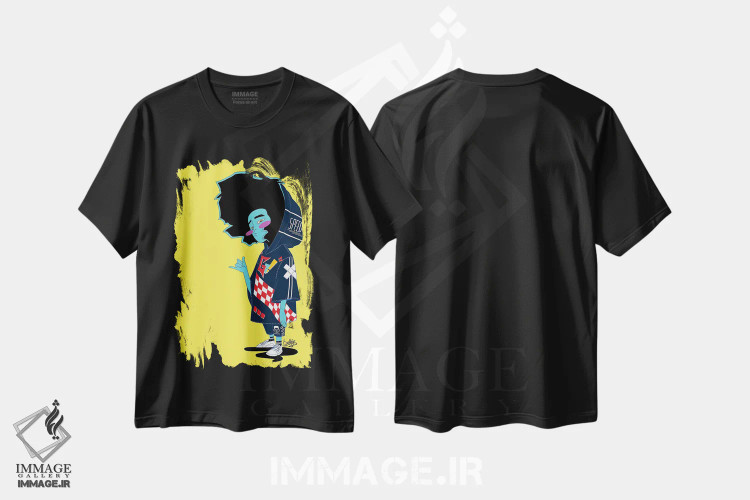 تیشرت مشکی طرح دار "طرح اولیه دهم"، هنر آمریکایی آفریقایی تبار اثر جردن بست | فروشگاه ایماژ