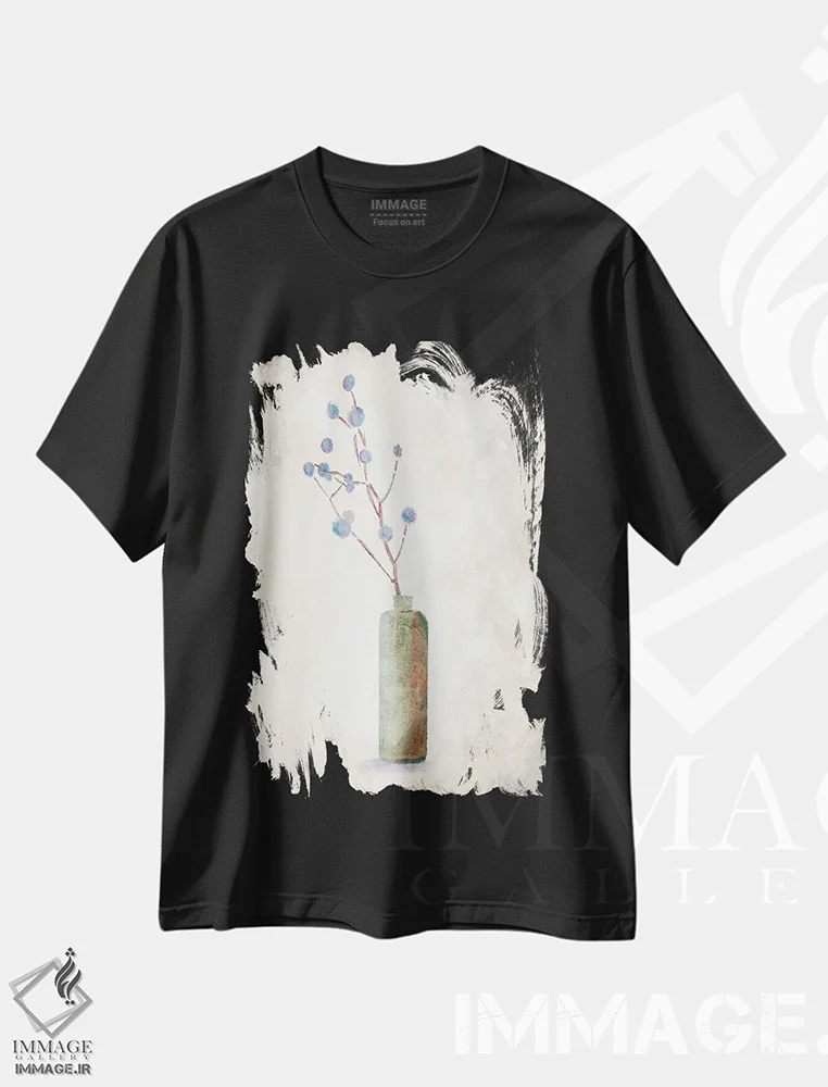 تیشرت مشکی طرح دار "تنها گیاه"، دکور معاصر اثر آن ری | فروشگاه ایماژ