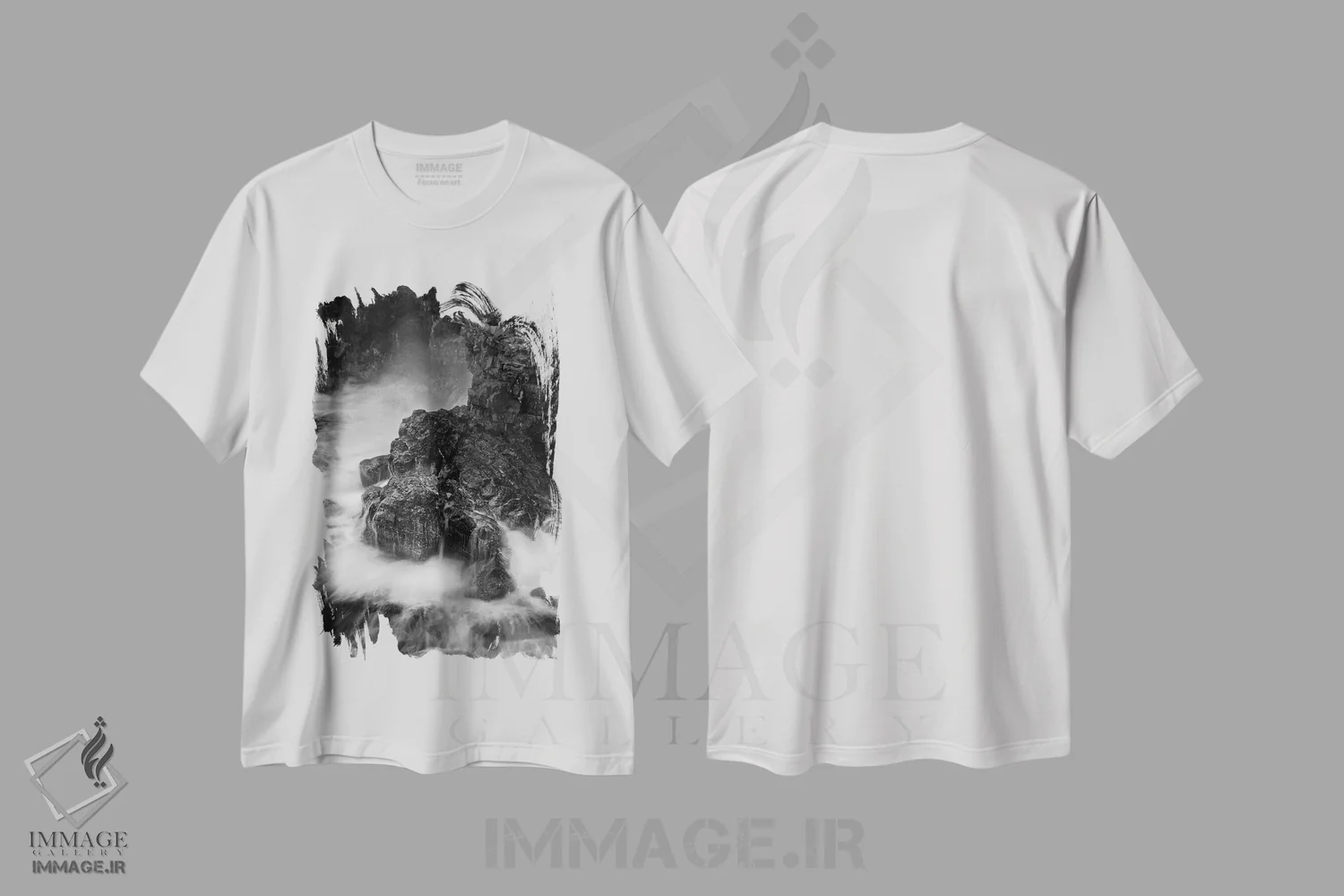 تیشرت سفید طرح دار "ساحل آتشفشانی"، عکاسی سیاه و سفید اثر دیوید اوریاس | فروشگاه ایماژ