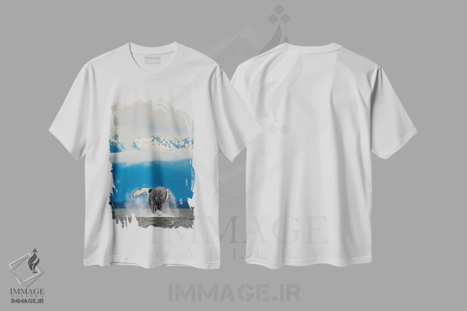 تیشرت سفید طرح دار "نهنگ در حال پریدن در آلاسکا"، تصاویر اکشن اثر دیوید اوریاس | immage.ir