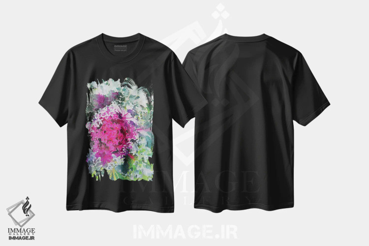 تیشرت مشکی طرح دار "باغ ساکولنت ۱۱۶"، تزئینی اثر ایرنا اورلوف | فروشگاه ایماژ