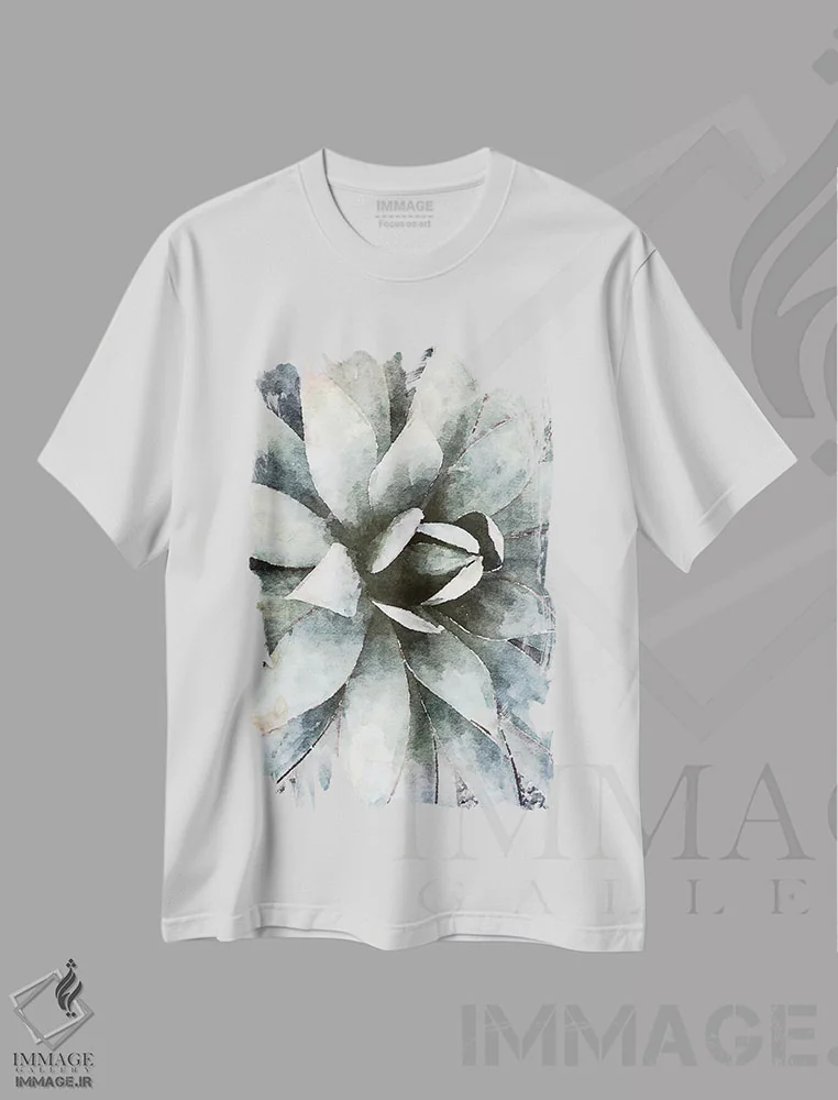 تیشرت سفید طرح دار "ساکولنت نور خورشید II"، تزئینی اثر ایرنا اورلوف | immage.ir
