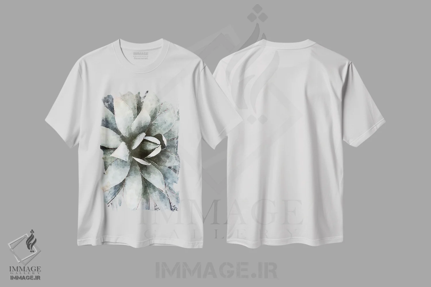 تیشرت سفید طرح دار "ساکولنت نور خورشید II"، تزئینی اثر ایرنا اورلوف | immage.ir