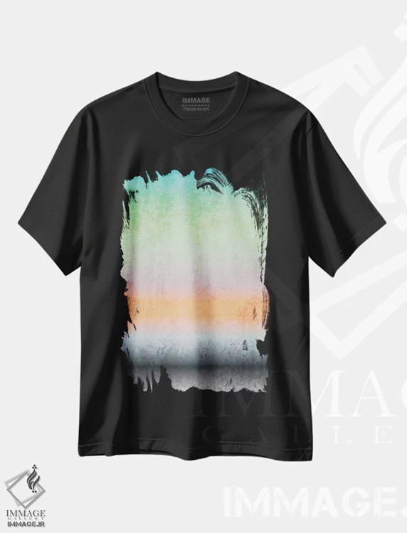 تیشرت مشکی طرح دار "آبرنگ رنگ مویی ظریف VII" اثر ایرنا اورلوف | immage.ir