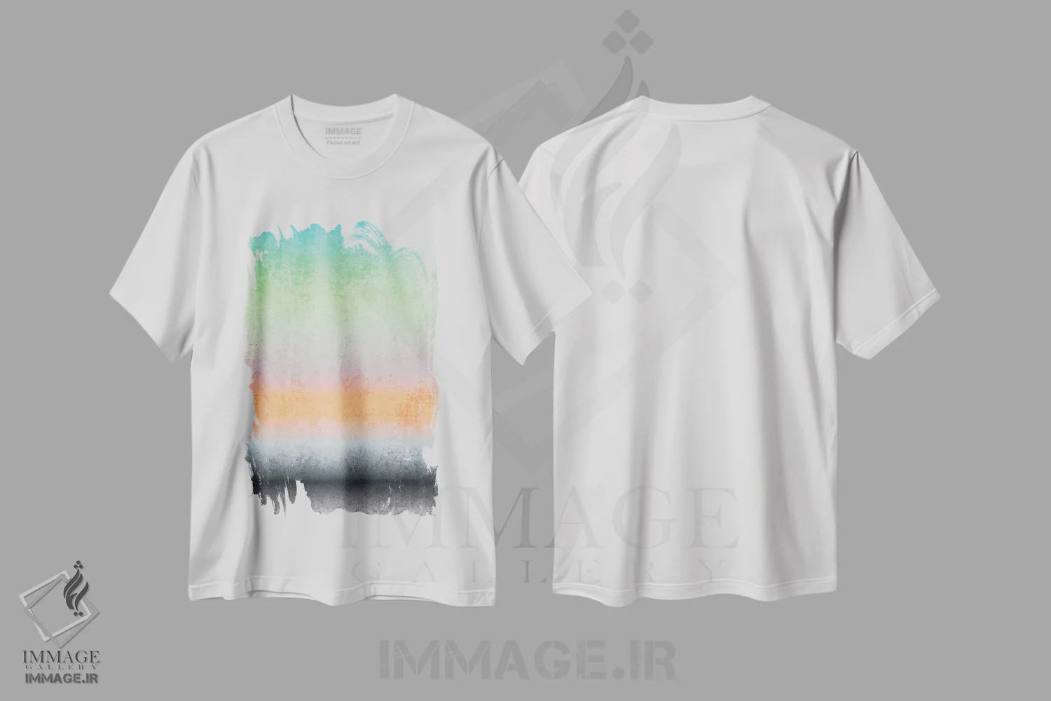 تیشرت سفید طرح دار "آبرنگ رنگ مویی ظریف VII" اثر ایرنا اورلوف | فروشگاه ایماژ