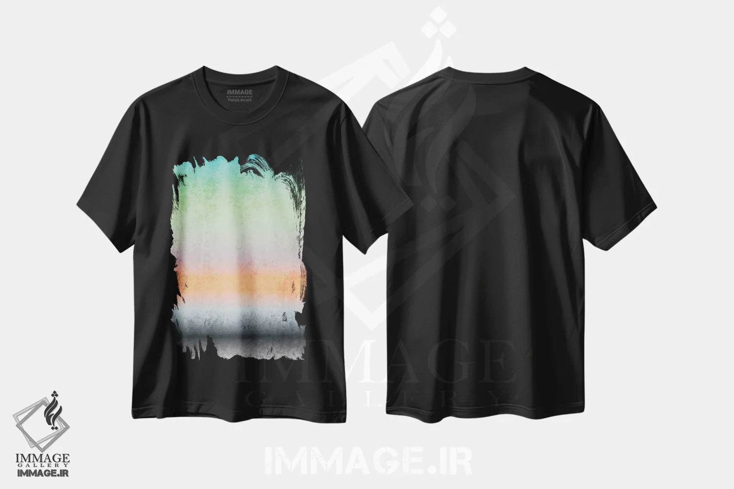 تیشرت مشکی طرح دار "آبرنگ رنگ مویی ظریف VII" اثر ایرنا اورلوف | immage.ir