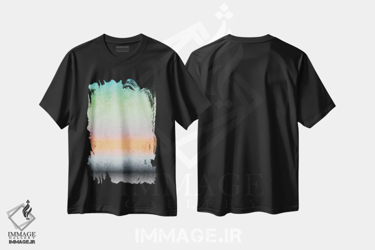 تیشرت مشکی طرح دار "آبرنگ رنگ مویی ظریف VII" اثر ایرنا اورلوف | immage.ir