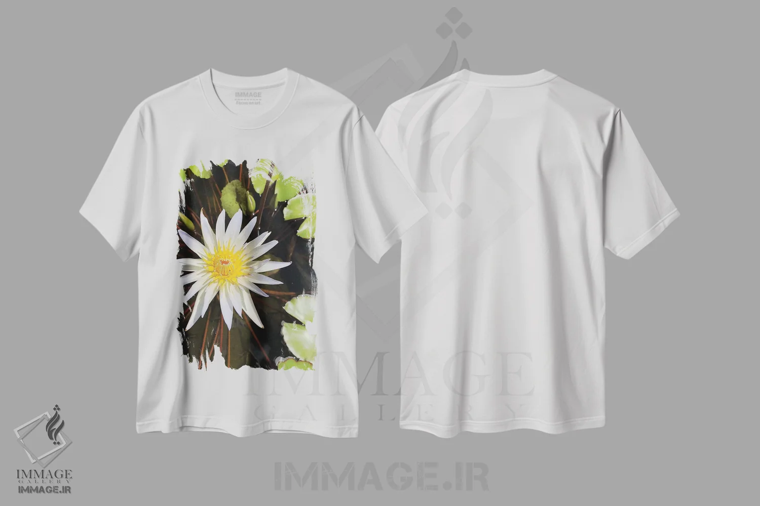 تیشرت سفید طرح دار "نیلوفرهای آبی II"، تزئینی اثر ایرنا اورلوف | immage.ir
