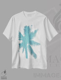 تیشرت سفید طرح دار "نخل های آبی I"، تزئینی اثر ایرنا اورلوف | فروشگاه ایماژ