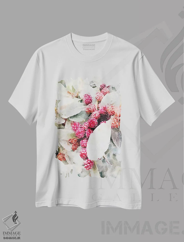 تیشرت سفید طرح دار "کاکتوس در شکوفه I"، مدیوم اثر ایرنا اورلوف | immage.ir
