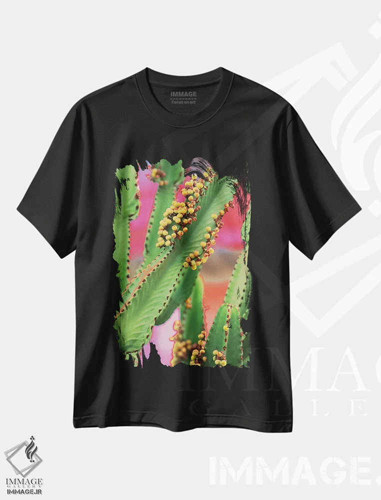 تیشرت مشکی طرح دار "در حال و هوای کاکتوس I"، مدیوم اثر ایرنا اورلوف | فروشگاه ایماژ