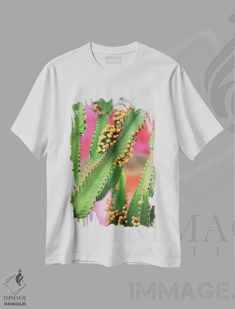 تیشرت سفید طرح دار "در حال و هوای کاکتوس I"، مدیوم اثر ایرنا اورلوف | immage.ir