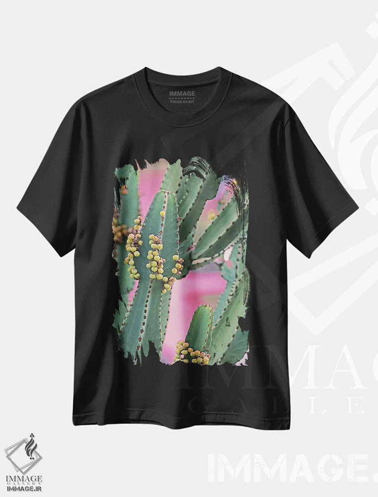 تیشرت مشکی طرح دار "در حال و هوای کاکتوس II"، مدیوم اثر ایرنا اورلوف | immage.ir