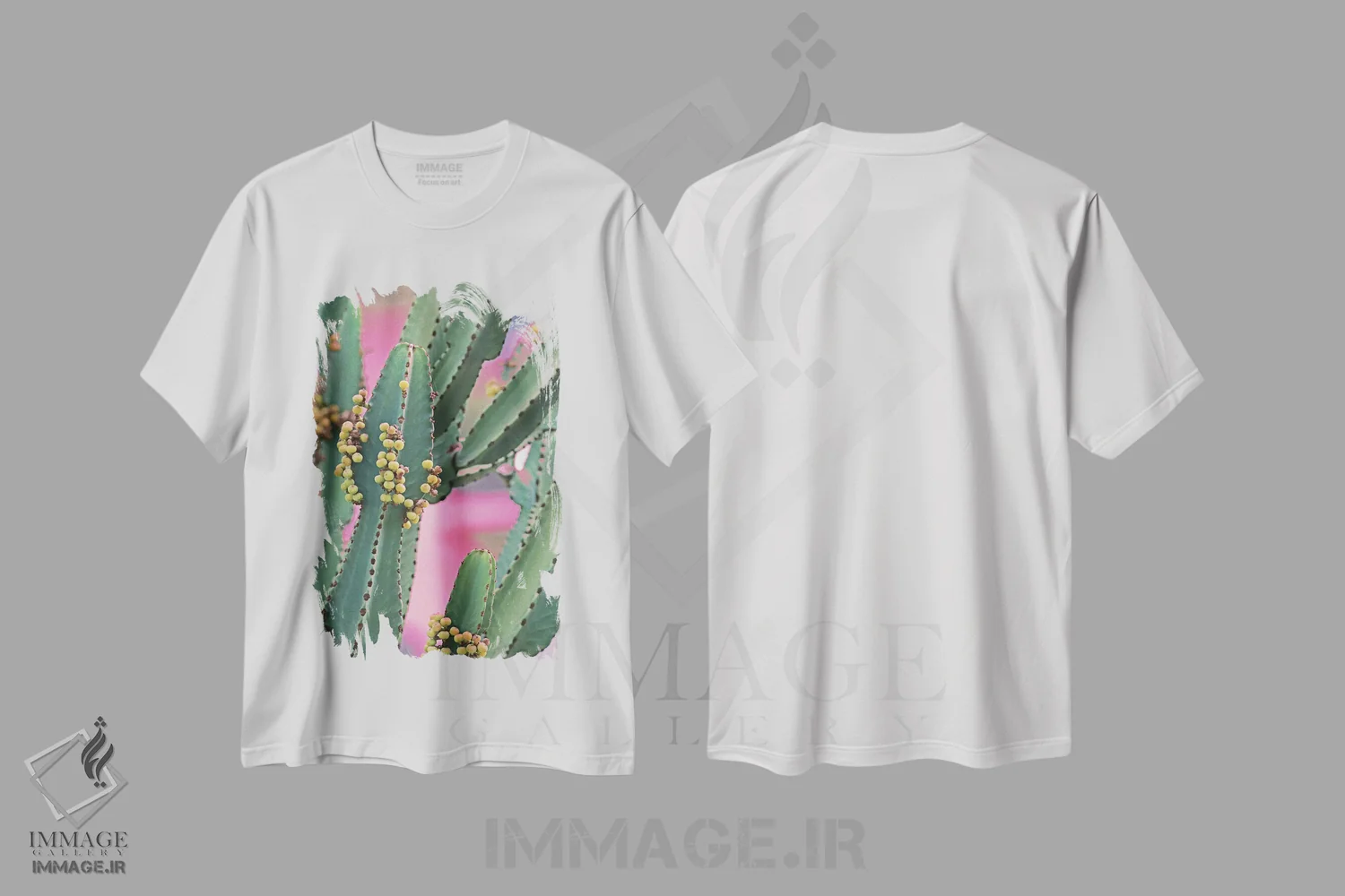 تیشرت سفید طرح دار "در حال و هوای کاکتوس II"، مدیوم اثر ایرنا اورلوف | فروشگاه ایماژ