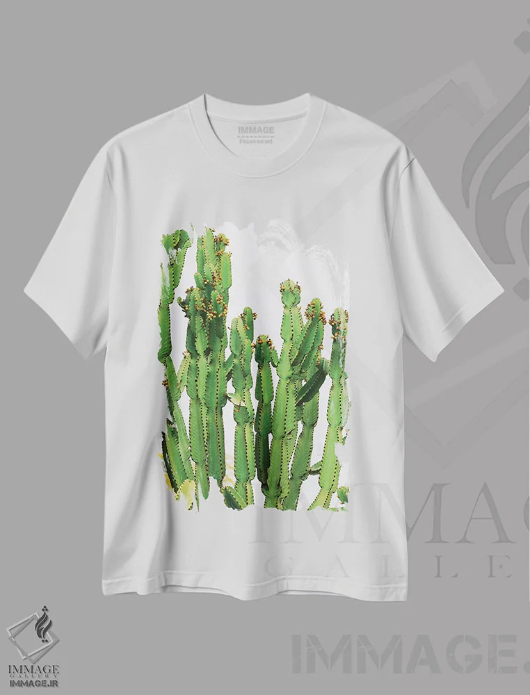 تیشرت سفید طرح دار "در حال و هوای کاکتوس IV"، مدیوم اثر ایرنا اورلوف | immage.ir