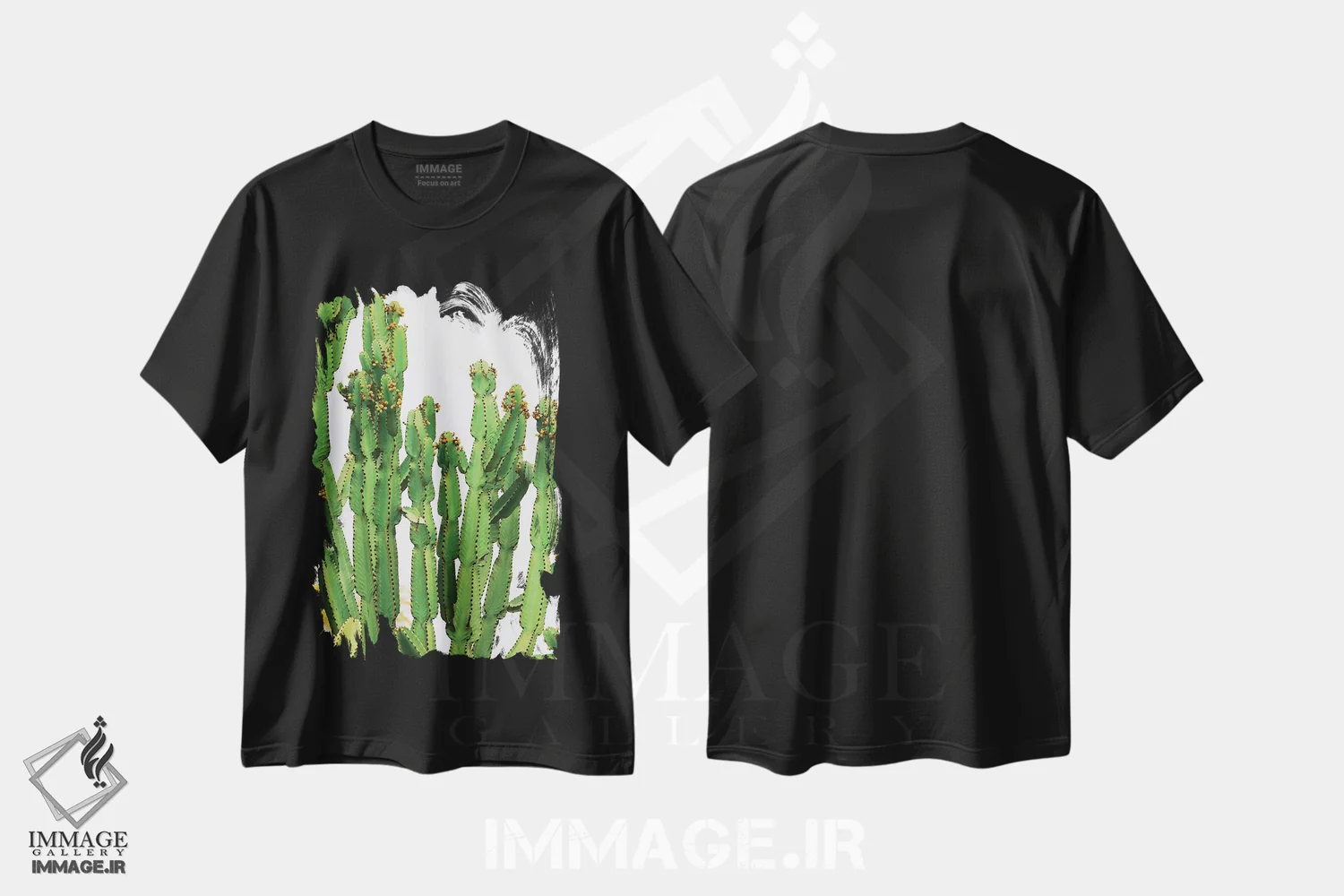 تیشرت مشکی طرح دار "در حال و هوای کاکتوس IV"، مدیوم اثر ایرنا اورلوف | فروشگاه ایماژ
