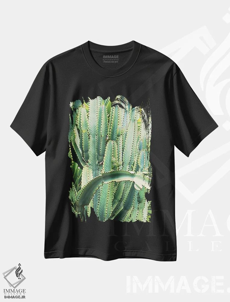 تیشرت مشکی طرح دار "در حال و هوای کاکتوس V"، مدیوم اثر ایرنا اورلوف | immage.ir