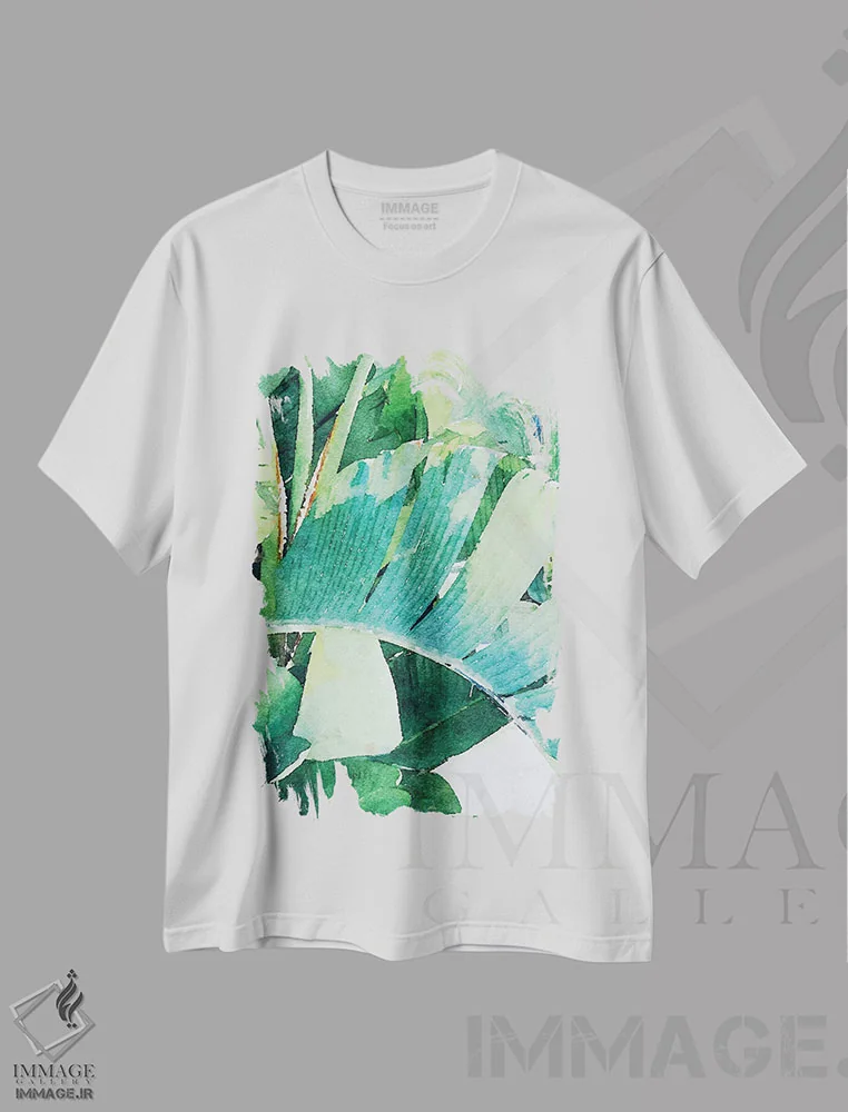 تیشرت سفید طرح دار "برگ های نخل در آفتاب II"، تزئینی اثر ایرنا اورلوف | immage.ir