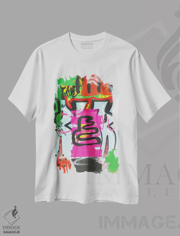 تیشرت سفید طرح دار "حالت جدید" اثر ایرنا اورلوف | فروشگاه ایماژ
