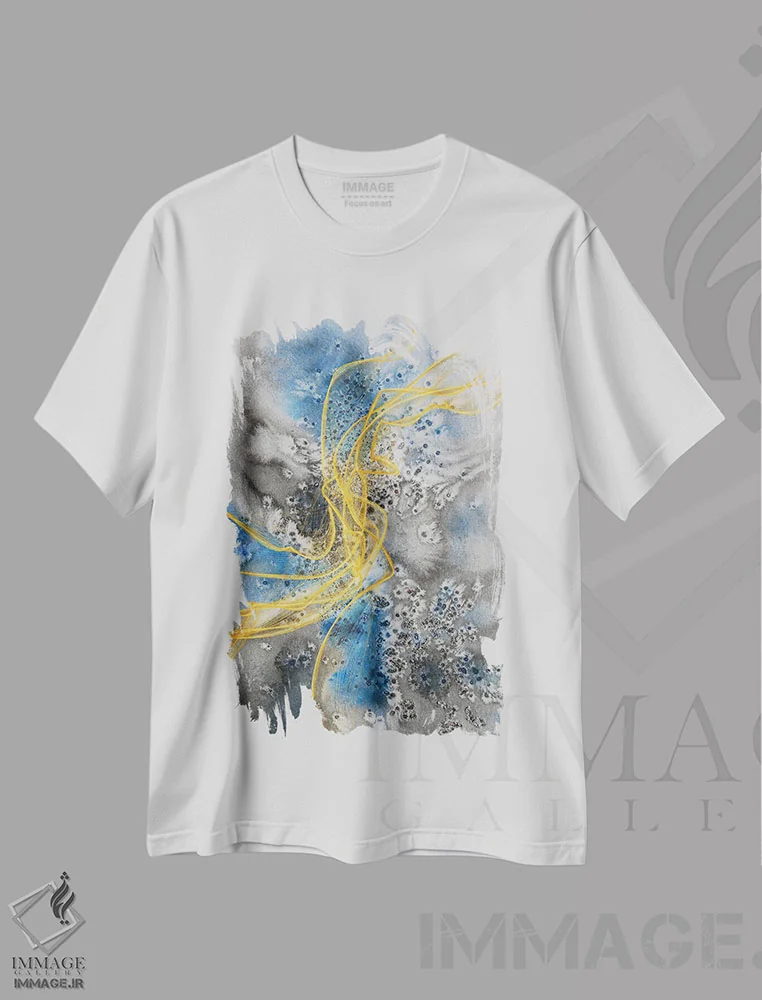 تیشرت سفید طرح دار "آبرنگ انتزاعی ساحلی VII" اثر ایرنا اورلوف | immage.ir