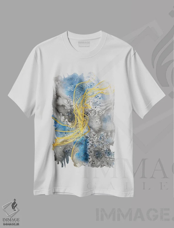 تیشرت سفید طرح دار "آبرنگ انتزاعی ساحلی VII" اثر ایرنا اورلوف | immage.ir