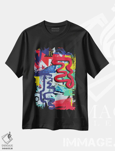 تیشرت مشکی طرح دار "تحولات معاصر" اثر ایرنا اورلوف | فروشگاه ایماژ