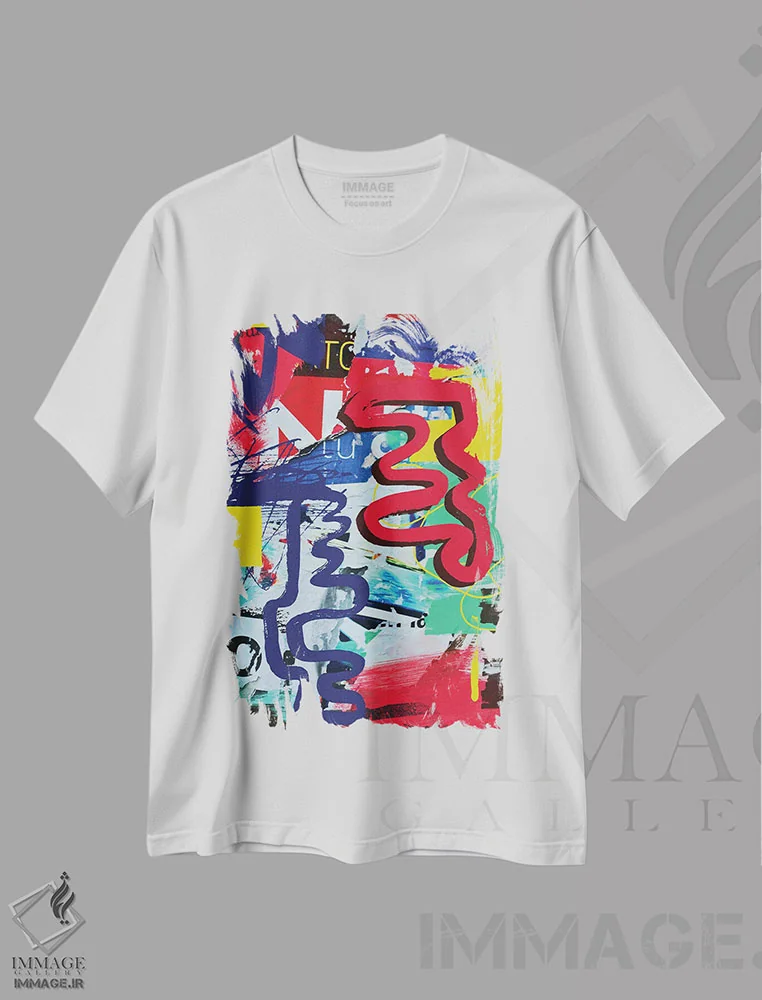 تیشرت سفید طرح دار "تحولات معاصر" اثر ایرنا اورلوف | immage.ir