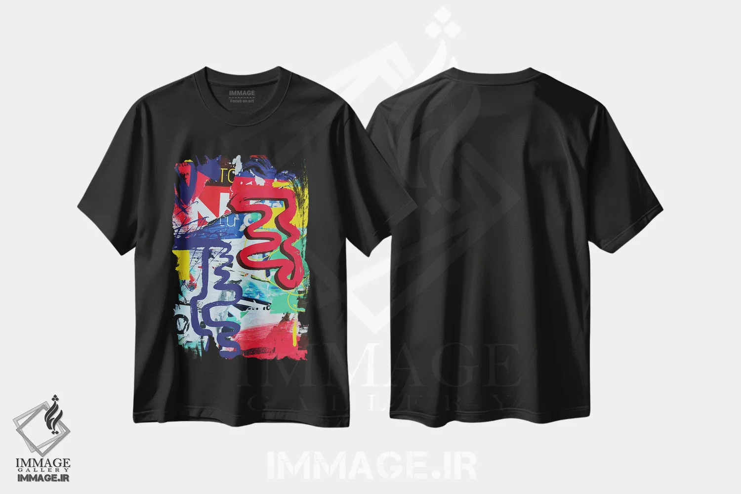 تیشرت مشکی طرح دار "تحولات معاصر" اثر ایرنا اورلوف | فروشگاه ایماژ