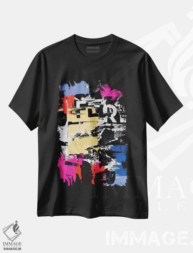 تیشرت مشکی طرح دار "عشق رنگ ها" اثر ایرنا اورلوف | فروشگاه ایماژ