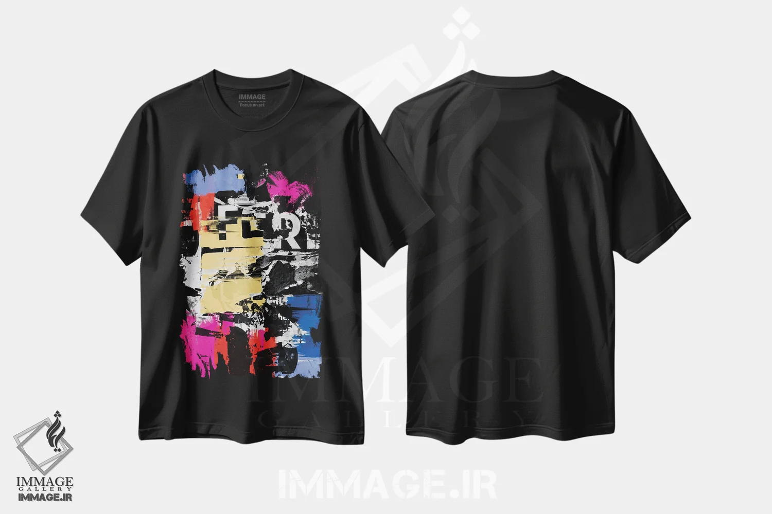 تیشرت مشکی طرح دار "عشق رنگ ها" اثر ایرنا اورلوف | فروشگاه ایماژ