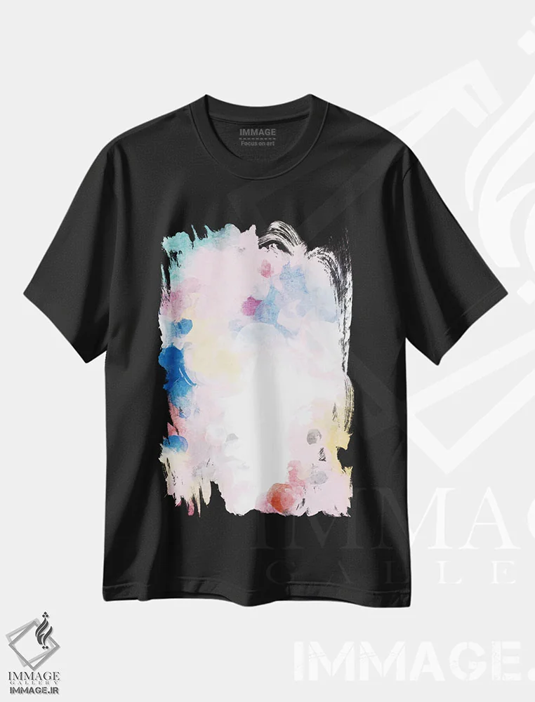 تیشرت مشکی طرح دار "انتزاع" اثر ایرنا اورلوف | immage.ir
