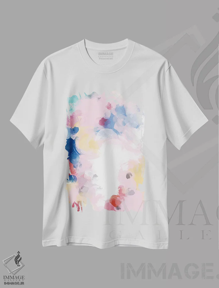 تیشرت سفید طرح دار "انتزاع" اثر ایرنا اورلوف | immage.ir