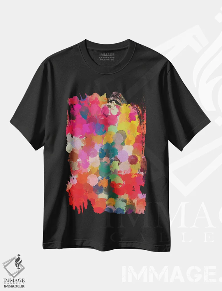تیشرت مشکی طرح دار "بیان رنگ بوهمی" اثر ایرنا اورلوف | immage.ir