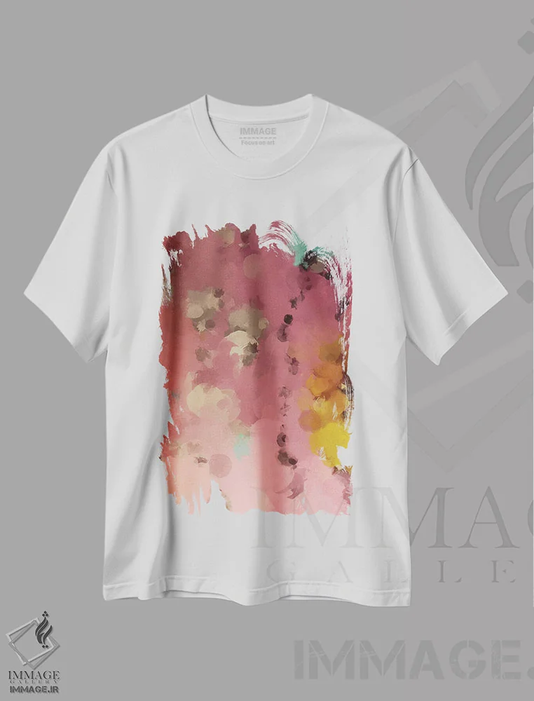 تیشرت سفید طرح دار "رنگ و شکل V" اثر ایرنا اورلوف | immage.ir