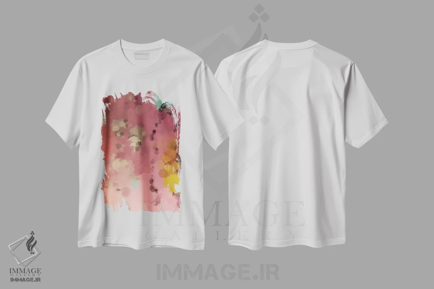 تیشرت سفید طرح دار "رنگ و شکل V" اثر ایرنا اورلوف | immage.ir
