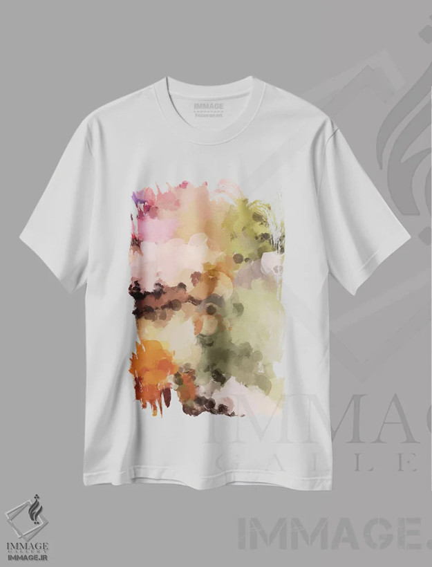 تیشرت سفید طرح دار "رنگ و شکل VIII" اثر ایرنا اورلوف | فروشگاه ایماژ