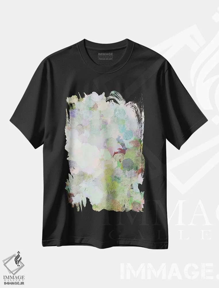 تیشرت مشکی طرح دار "بیان رنگ" اثر ایرنا اورلوف | فروشگاه ایماژ
