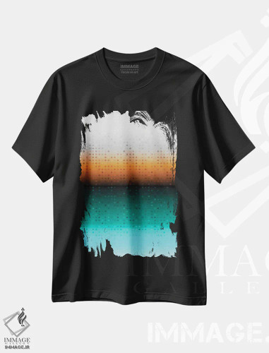 تیشرت مشکی طرح دار "اشکال هندسی رنگارنگ CXXX" اثر ایرنا اورلوف | فروشگاه ایماژ