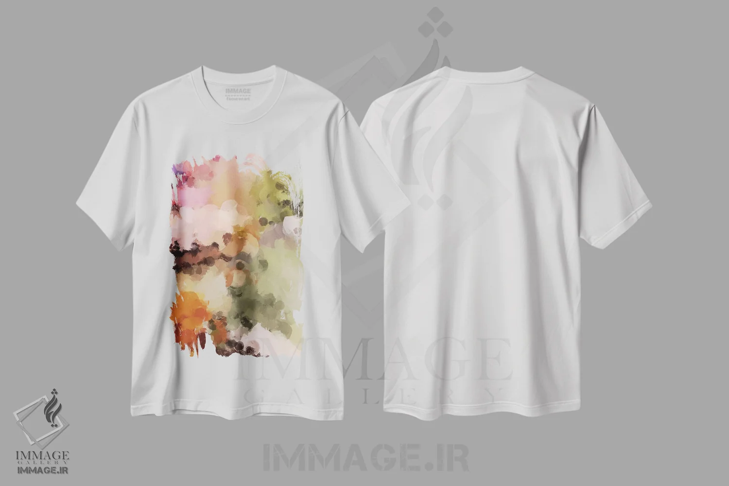 تیشرت سفید طرح دار "رنگ و شکل VIII" اثر ایرنا اورلوف | فروشگاه ایماژ