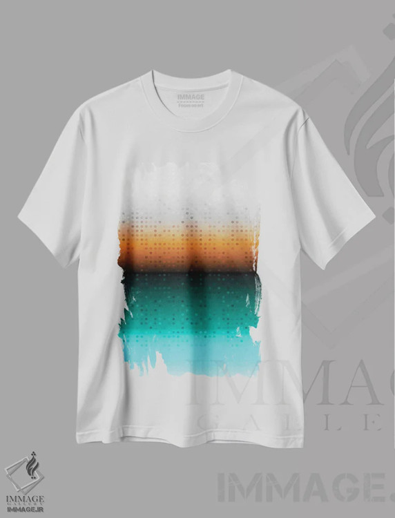 تیشرت سفید طرح دار "اشکال هندسی رنگارنگ CXXX" اثر ایرنا اورلوف | immage.ir