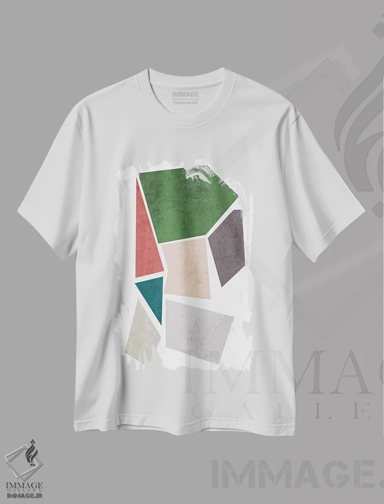 تیشرت سفید طرح دار "اشکال هندسی I" اثر ایرنا اورلوف | فروشگاه ایماژ