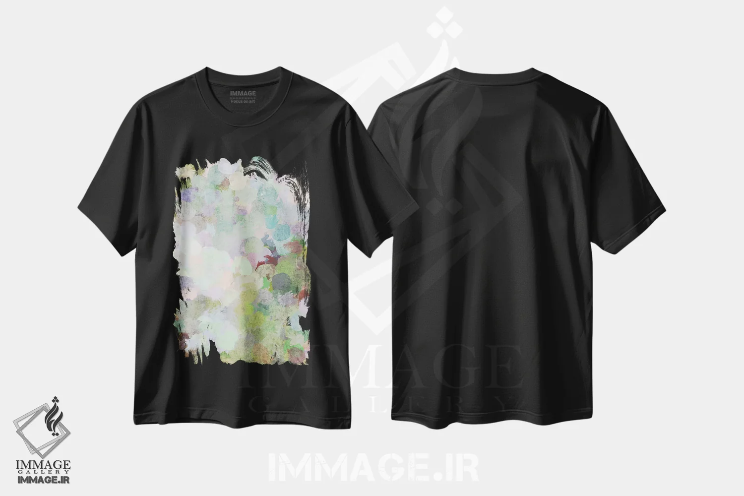تیشرت مشکی طرح دار "بیان رنگ" اثر ایرنا اورلوف | فروشگاه ایماژ